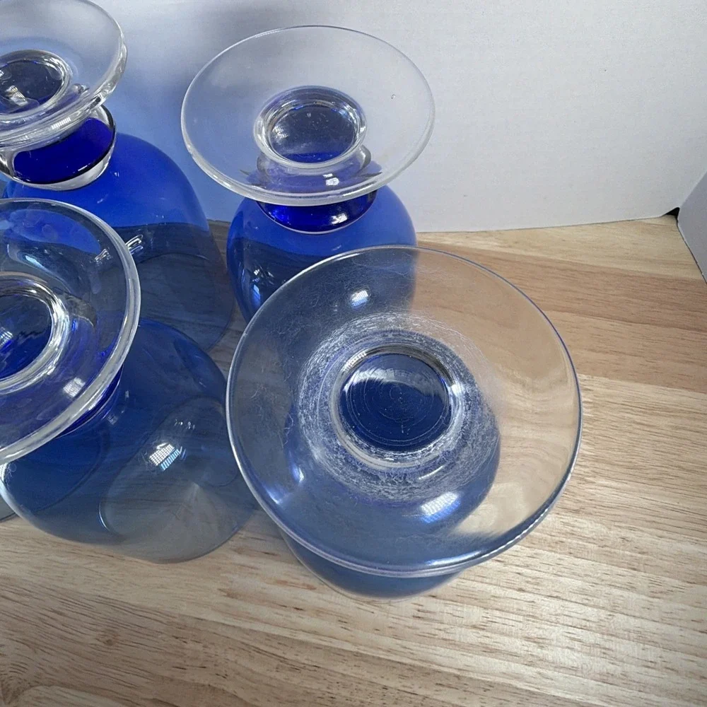 Dansk Genna Azure Blue Iced Tea Glasses Set Of 6 Modern Stemware